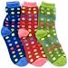 Three Piece Women's Cozy Microfiber Fuzzy Missmatched Socks in Multi-Colored Circles ...