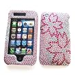 Apple iPhone 3G & 3GS Snap-on Protector Hard Case Rhinestone Cover "Pink Flowers" Design