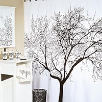70' X 72' Polyester Fabric Mocha Tree Shower Curtain