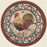 Lazy Susan ~ Iron Gate Rooster ~ decorative tempered glass ~ 16 inch diameter ~ code 453