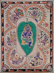Fine Art Madhubani Folk Paintings Home Decor Organic Color Paper 22 x 30 inches (madht274)