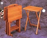 All new item 5 pc oak finish wood TV tray table set with stand