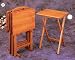 5 pc oak finish wood TV tray table set with stand