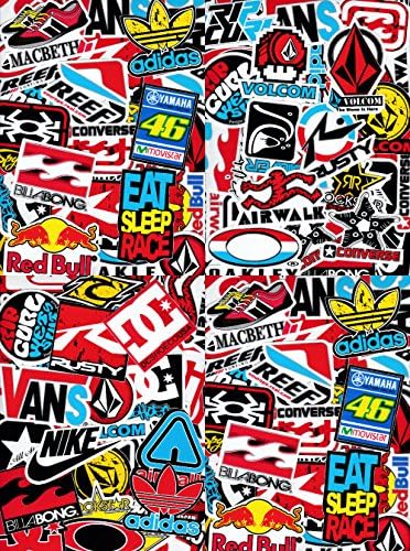 8x Random SKATE SURFING SNOWBOARD CLOTHING stickers decals : VOLCOM BILLABONG QUICKSILVER VANS ROCKSTAR NIKE ADIDAS MACBETH etc