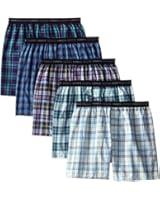Hanes Red Label Men's 5-Pack Woven Exposed Waistband Boxers
