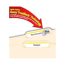 Avery® Yellow File Folder Labels for Laser and Inkjet Printers with  TrueBlock(TM) Technology, 2/3 inches x 3-7/16 inches, Box of 1500 (5966)