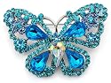 Deep Aqua Blue Sapphire Crystal Rhinestone Fairytale Butterfly Insect Brooch Pin