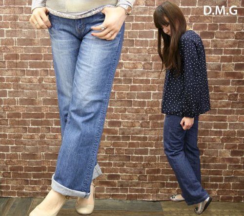 (ドミンゴ)D.M.G 5Pワイドパンツ(デニムパンツ・ジーンズ・-13-695d)【レディース】