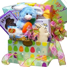 * BLUE or PURPLE * Easter Bunny Care Package Gift Box of Chocolate and Candy Treats