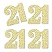 Gold Glitter 21 - No-Mess Real Gold Glitter Cut-Out Numbers - 21st Birthday Party Confetti - Set of 24