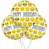 Happy Birthday Emoji Mylar Balloon 3 Pack