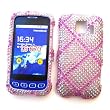LG Optimus S LS670 (Sprint) Snap-on Protector Hard Case Rhinestone Cover "Pink Lines Pattern" Design