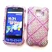 LG Optimus S LS670 (Sprint) Snap-on Protector Hard Case Rhinestone Cover "Pink Lines Pattern" Design