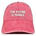 Trendy Apparel Shop Future Is Female Embroidered Soft Washed Cotton Adjustable Cap - Red