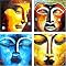 Watching Buddha Original Hand-Painted Oil on Canvas 4-pc. Set