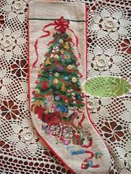 Gorgeous Handmade Christmas Wool Needlepoint Stocking N