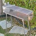 Party Griller 32" Stainless Steel Charcoal Barbecue Grill w/ 2x Stainless Steel Mesh Grate - Kebab Grill, Satay, Yakitori Grill, Portable BBQ Makes Juicy Shish Kebob, Shashlik, Spiedini on the Skewer