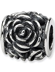 Reflection Beads Silver Open Rose Flower Bead