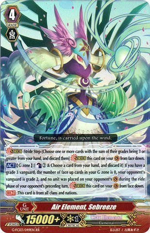Cardfight!! Vanguard TCG - Air Element, Sebreeze (G-FC03/049) - Fighter's Collection 2016