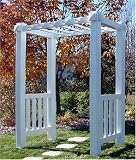 The Bloomfield Adjustable Width White Vinyl Arbor