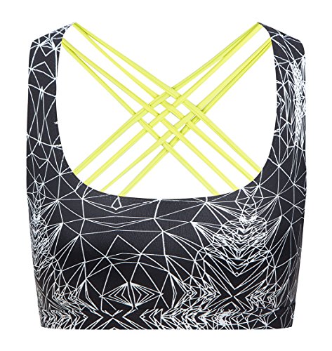 QK Womens Yoga Sport Bra Light Support Strappy And Open-Back Bra Performance