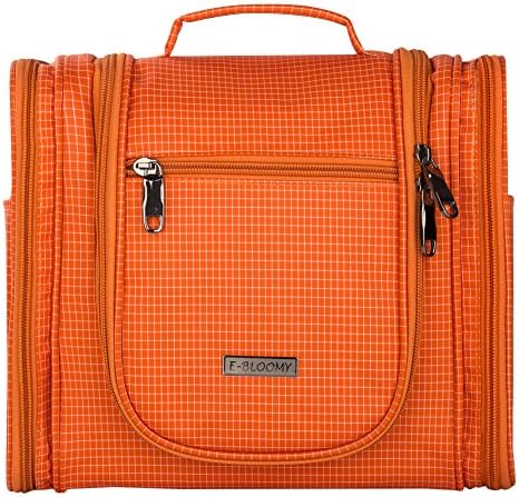 Toiletry Bag Orange, E-BLOOMY Luxury Series 3 Doors Plaid Hanging Travel Toiletry Bag (Tangerine)