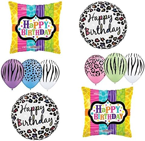 Sassy Safari Happy Birthday Animal Print Balloon Decoration