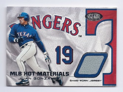 2002 Fleer Hot Prospects Hot Materials Game Used Jersey #JG Juan Gonzalez Texas Rangers