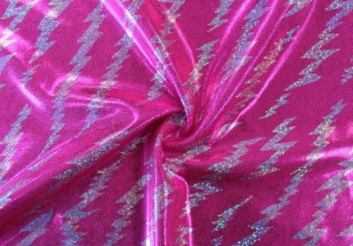 Hot Pink Lightning Micro Foil 4-Way Stretch Spandex Fabric for Swimwear, Gymnastics, Dance etc.