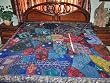 ZARDOZI EMBROIDERED BEADS SARI TAPESTRY BEDSPREAD COVERLET THROW WALL HANGING