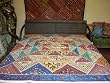 Multicolor India Bedspread with Mirror Embroidery Vintage Banjara Throw 80x90