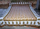 Handmade Quilt Twin Paisley - Block Print White Comforter ~ Bedspread 108