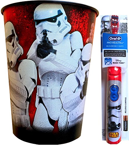 Star Wars The Force Awakens Oral Hygiene Children's Powered Toothbrush with Star Wars Mouth Wash Rinse Cup (Stormtrooper)
