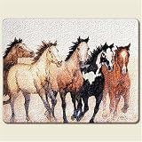 Steppin' Out Stepping OUT Horses Western Home Decor Horse 8" By 10" Small Tempered Glass Cutting Board