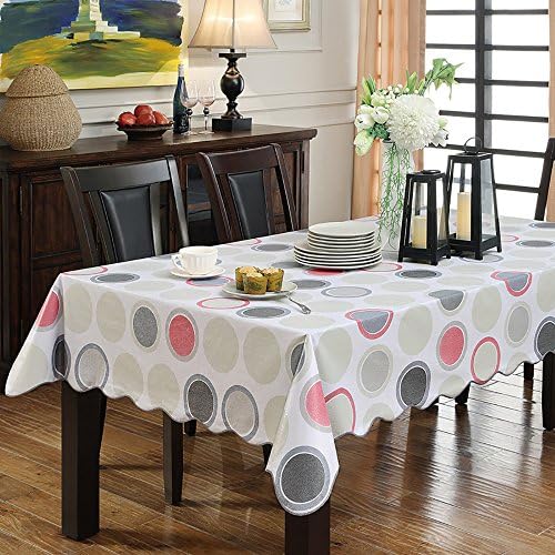 YouYee European Style Fashionable Circle PVC Tablecloth,Easy Matching,Oilproof,71 Inch,Round