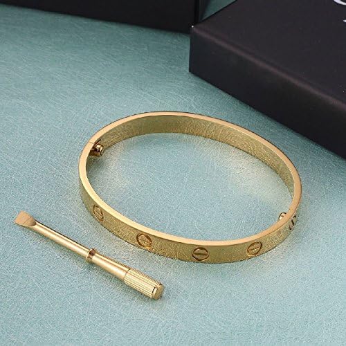 GSG 9 Classic Mens Womens Screw Bangle Wide 6mm Bracelet Size 6.5-7.5 (gold length:6.5 inch)