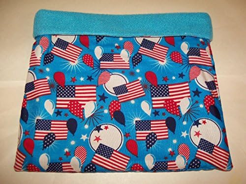 Patriotic Print XL Fleece/Cotton Guinea Pig Pouch Bag Cozy Bed Snuggle Ferret Rat 11" x 11''