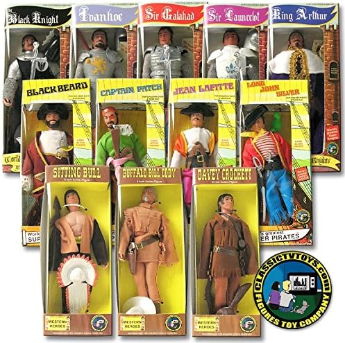 Mego Reiissue Boxed Figures Set of 12 Figures Including Knights, Western and Pirates