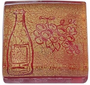 Authentic Murano Glass Paperweight, 24K Gold, Wine Bottle and Grapes, Gift Boxed