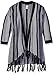 Kensie Girls' Drop Sleeve Stripe Jacquard Fringed Cardigan