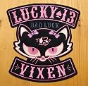 Lucky 13 Vixen Kitty Full Back Patch Embroidered Iron-On 10"