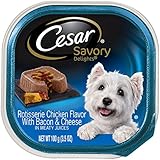 CESAR SAVORY DELIGHTS Rotisserie Chicken Flavor with Bacon and Cheese Dog Food Trays (Pack of 24)