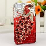 3D Crystal iPhone Case for AT&T Verizon Sprint Apple iPhone 4/4S Red Peacock
