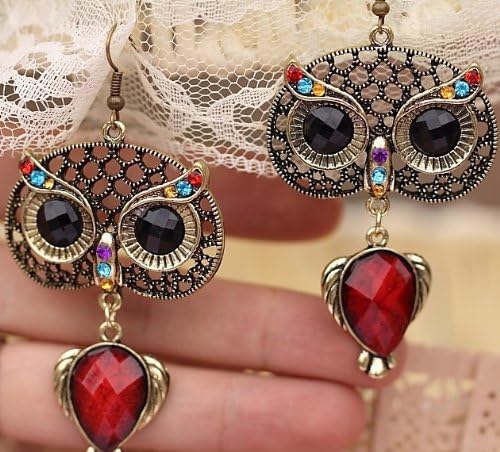 Tanboo Fashion Vintage Owl Resin Earrings,with Tanboo Card and Annagle Necklace