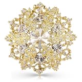 Gold Plated Snowflake Brooch and Pendant with White Swarovski Crystals.