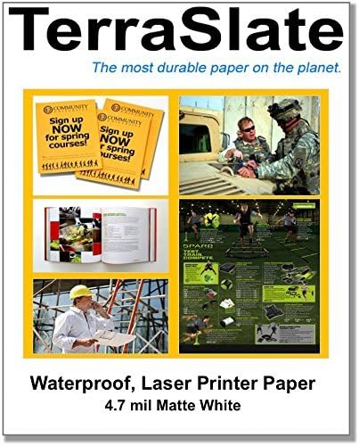 TerraSlate Paper 8.5" x 11" 4 Mil Waterproof Laser Printer/Copy Paper 1,000 Sheet Case