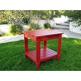 Outdoor patio side table cedar wood red finish rectangle Adirondack 19x24 - B001AJNHGY