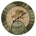 Springfield Precision Instruments 91545 14-Inch Cast Aluminum Island Breeze Thermometer with Clock