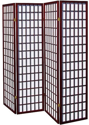 Legacy Decor 4 Panel Natural Room Divider Shoji Screen (Cherry, 4 panel)