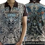 Christian Audigier クリスチャン オードジェー S/S ポロシャツ VIF　ラインストーン ブラウンの画像